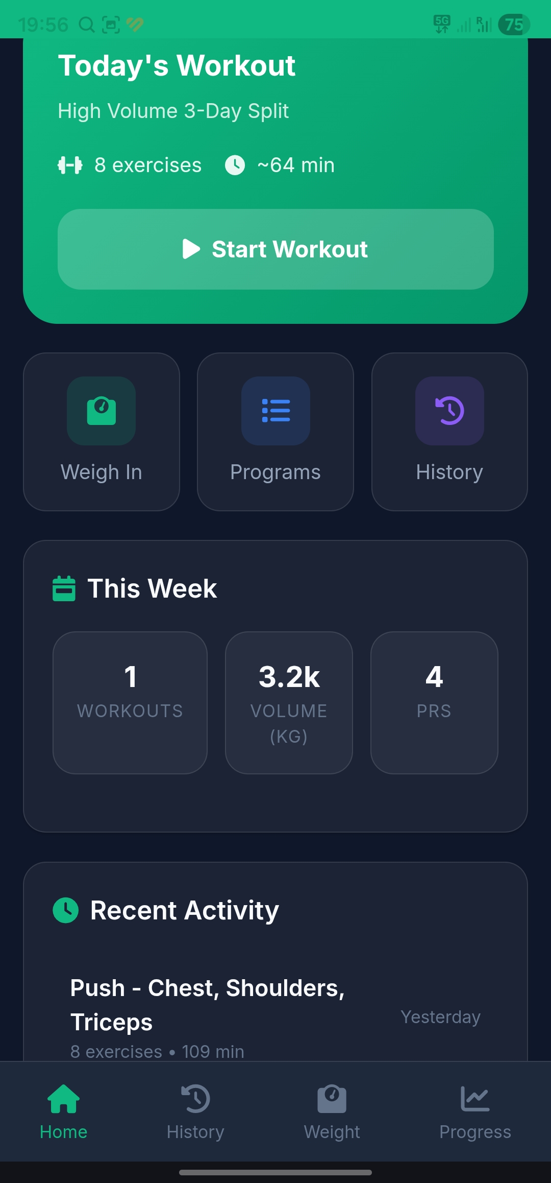 TTrening Dashboard - Track your weekly workouts, streaks, and progress