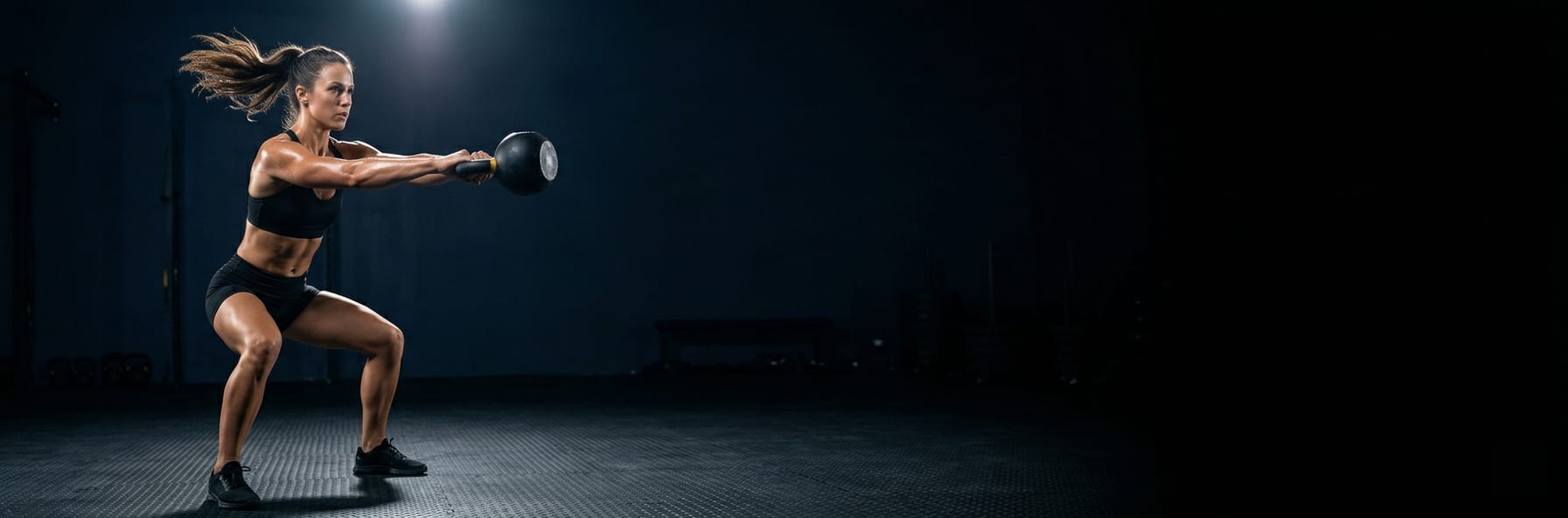 Lean athletic torso in profile — dramatic side lighting highlighting muscle definition and discipline