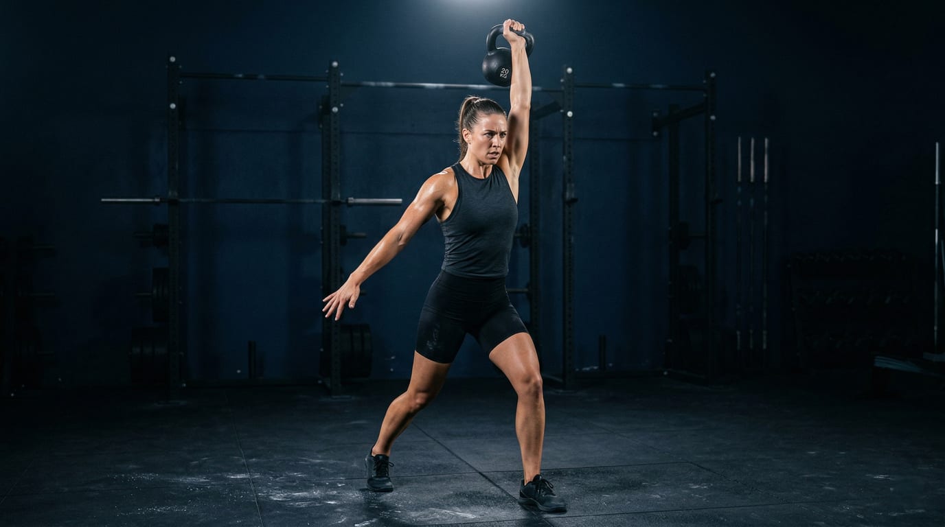 Person performing explosive kettlebell swings in a gym — Fat Loss Accelerator program